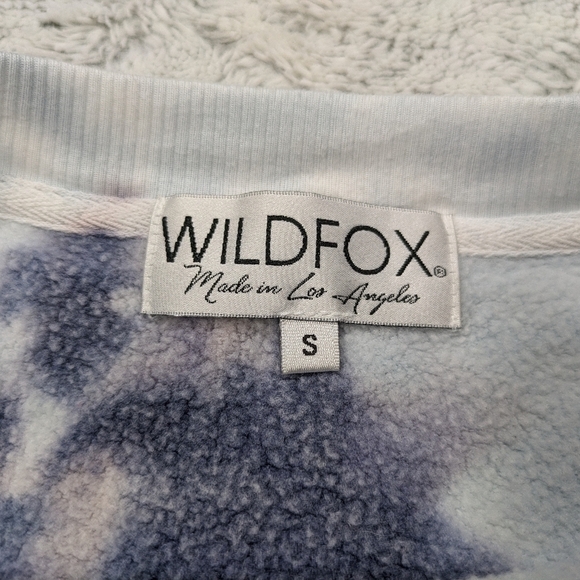Wildfox Sweatshirt Women's S Blue Red Tie Dye Swirl Crew Neck Crop Cotton LA - Picture 5 of 7